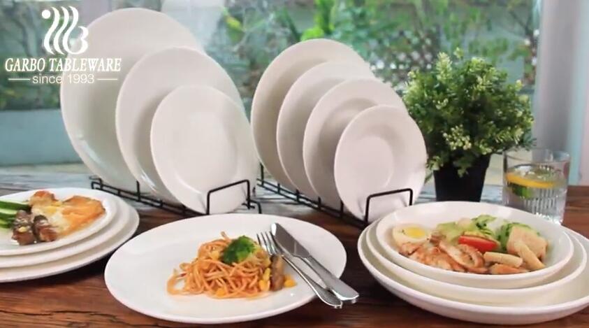 Garbo classic round hotel porcelain white charger dish and plate