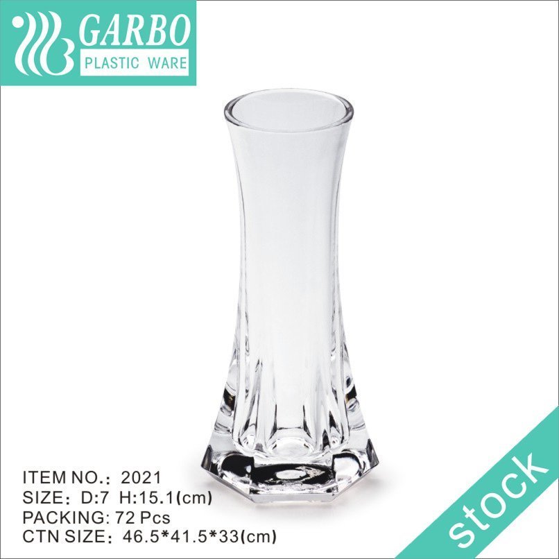 Hotel use transparent square shape resuable broken resistant flower plastic vase