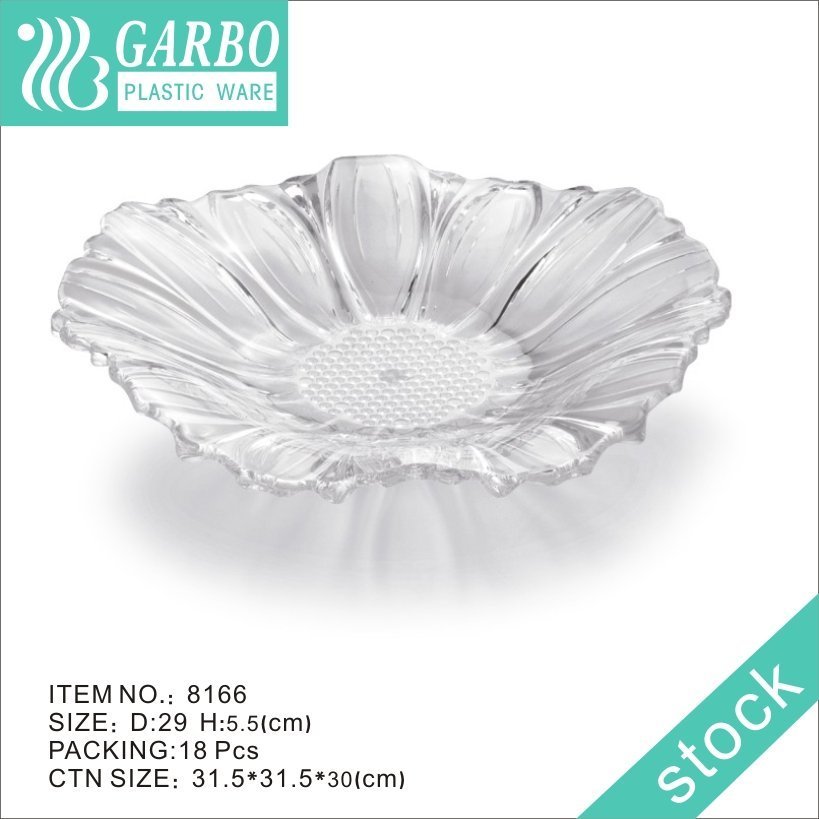 Top mouth V flower shape string line clear plastic fruit plate
