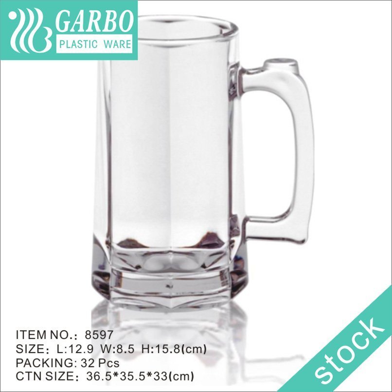 650ml Large Beer Mugs Plastic Mug with Vertical Design