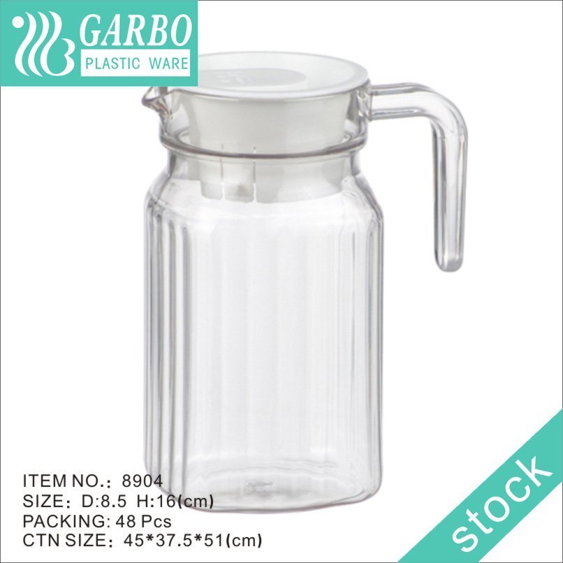 Plastic Stackable Water Pitcher Polycarbonate Plastic Pitcher Swirl Ice Lid Beer Jug