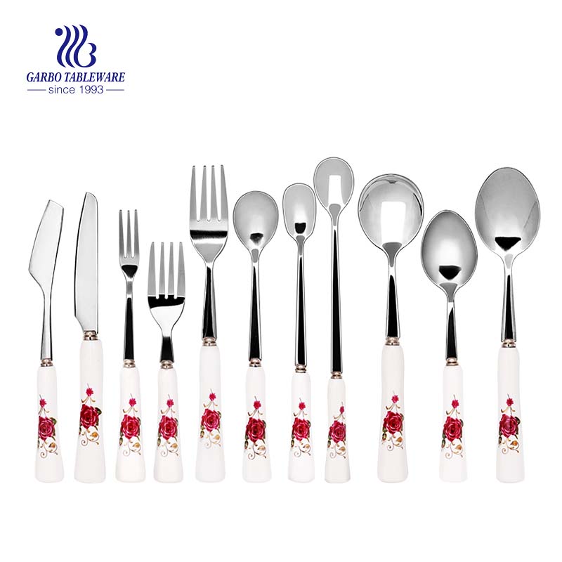 18/0 Stainless Steel 11 Pieces Flatware Set With Black And White Colour Plastic Handle