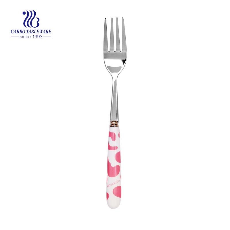 Cake fork with customized plastic handle flatware