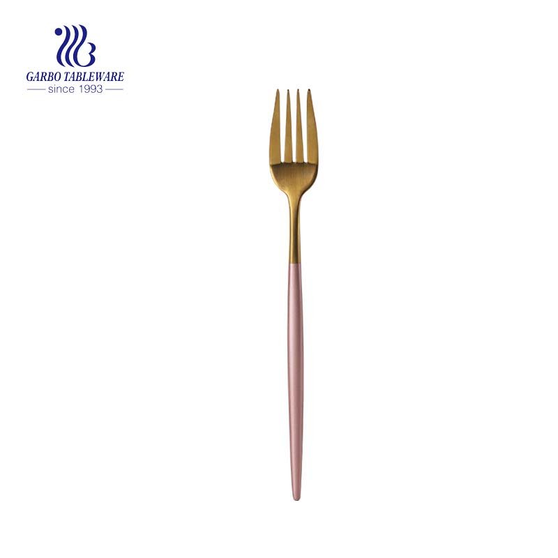 Electroplated amber color 206mm stainless steel salad fork unique flatware