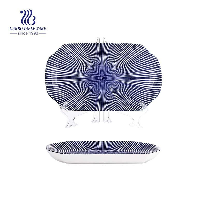 Hotsale 12.48”/ 317mm Rectangle Shape Ceramic Underglazed Plate for Home Usage