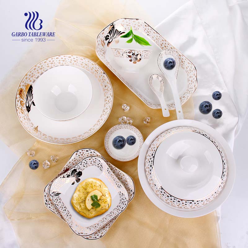 Popular 50pcs fine porcelain dinner set for dining in first-class restaurant