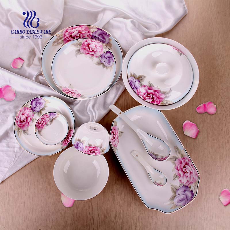 Popular 50pcs fine porcelain dinner set for dining in first-class restaurant