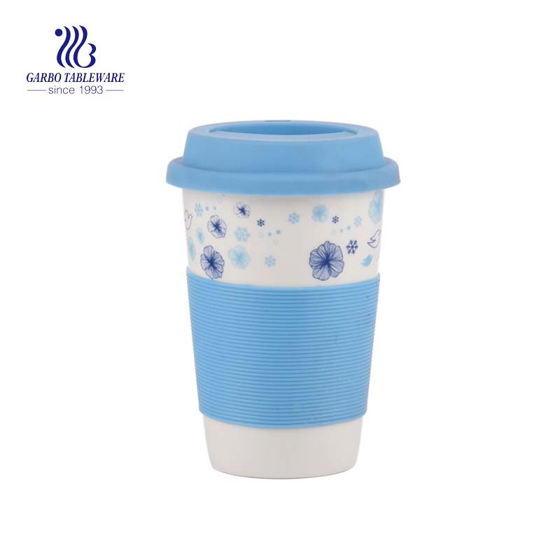 European style ceramic cup with handle architectural building printing design classic porcelain mug
