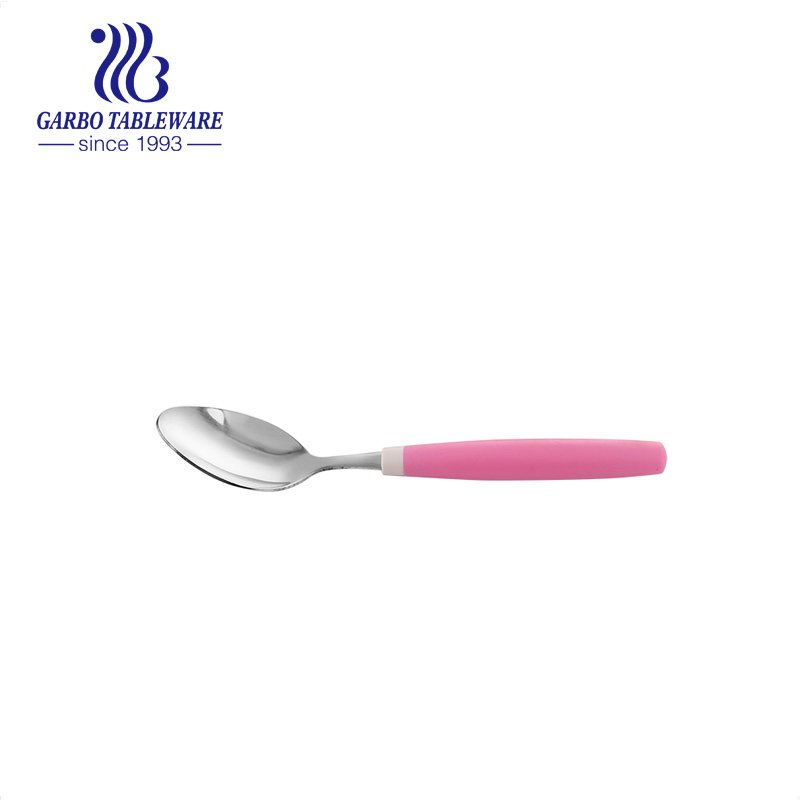 Hot sale 410 430 Stainless steel ice tea latte spoon for ice cream or soup in hotel use