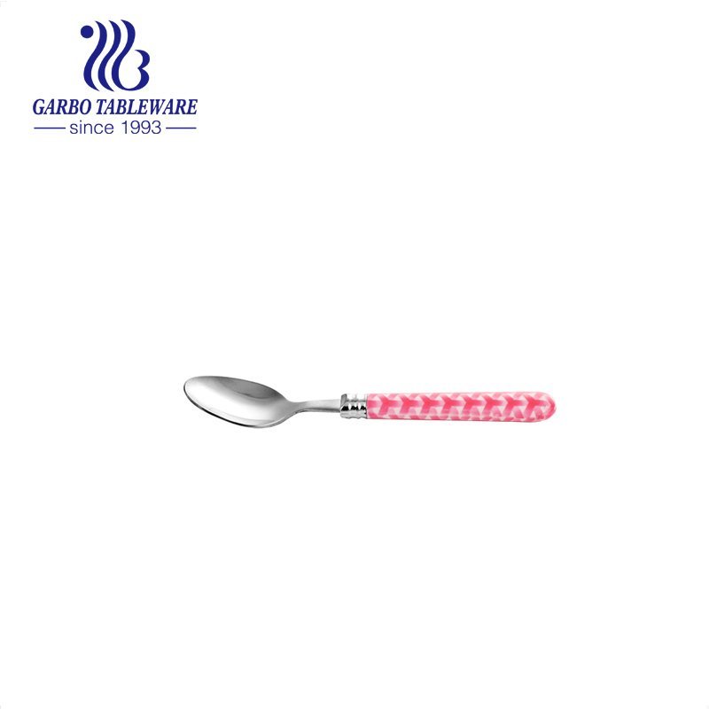 Mirror polish pink color plating handle golden stainless steel flatware tea spoon