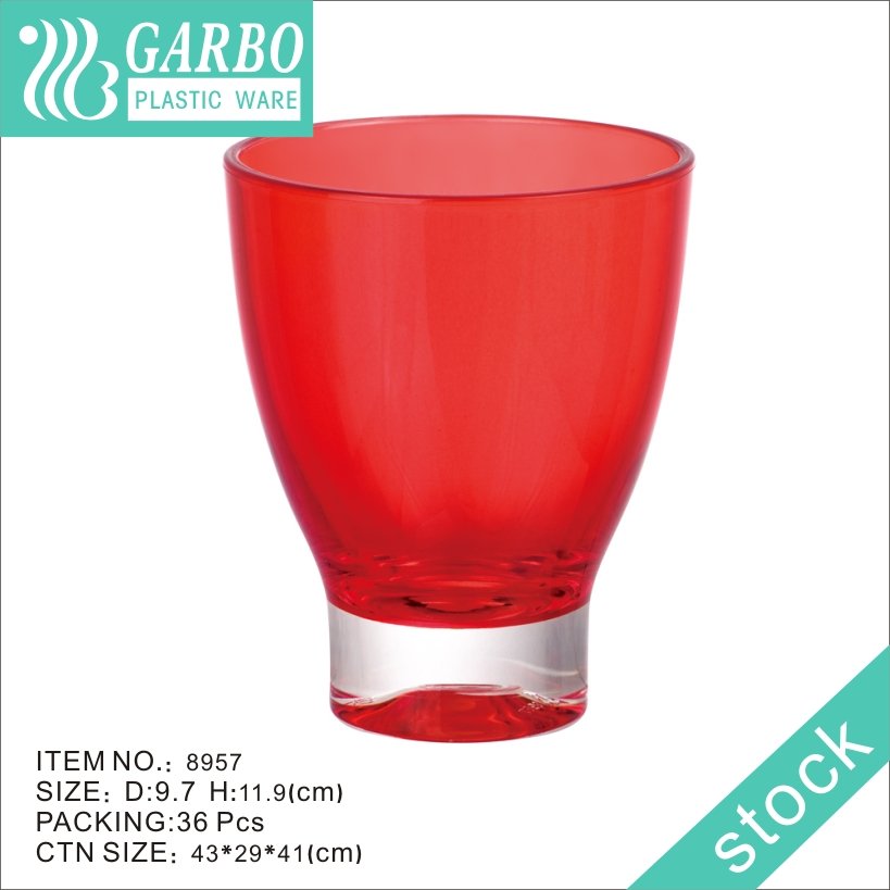 370ml colorful water drinking polycarbonate glass cup for home use