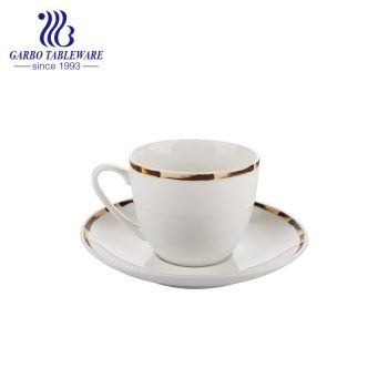 bamboo design rim round cup and saucer set