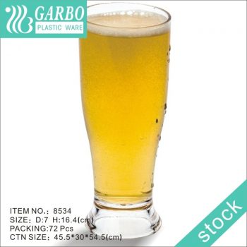 Drinking BPA free clear 12oz polycarbonate beer cup with heavy base