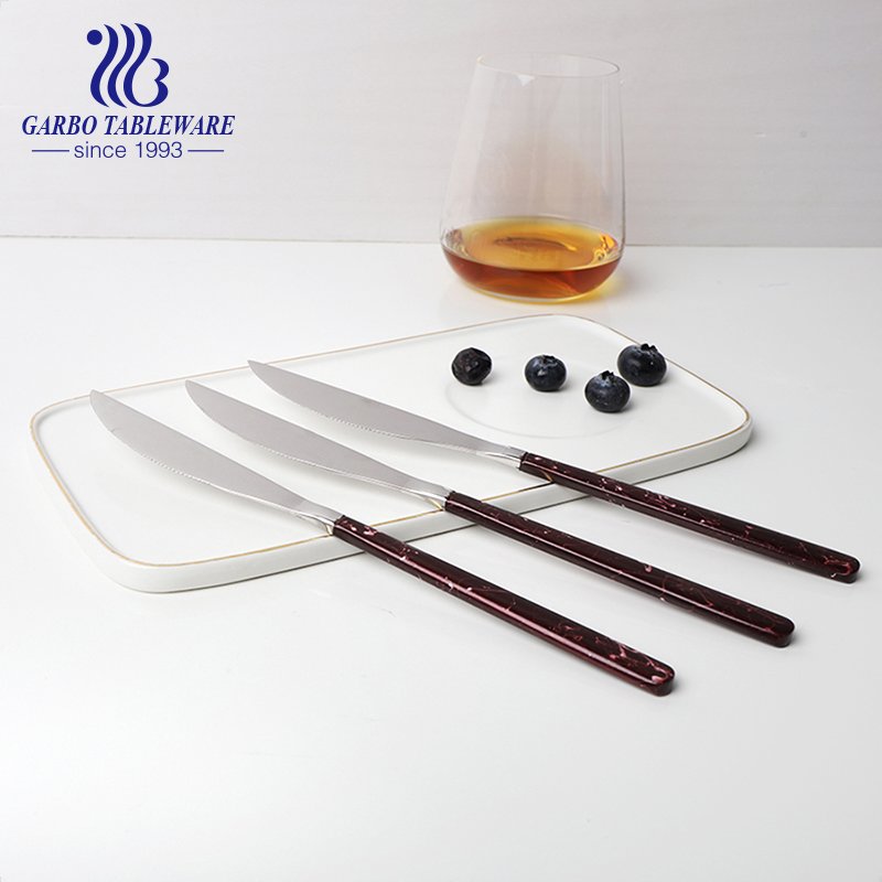 Dishwasher Safe Stainless Steel Dinner Knife Hot Selling Table Knife with Marbling Design Handle