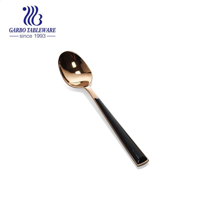 Wholesale 430SS golden titanium plating dinner spoon flatware set with mirror polish