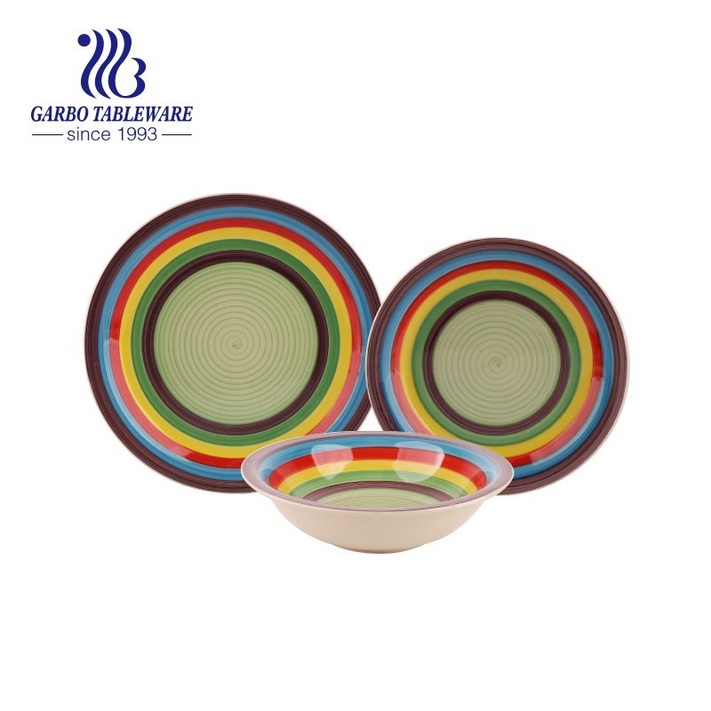 16pcs light green color hand painting earthware dinner set