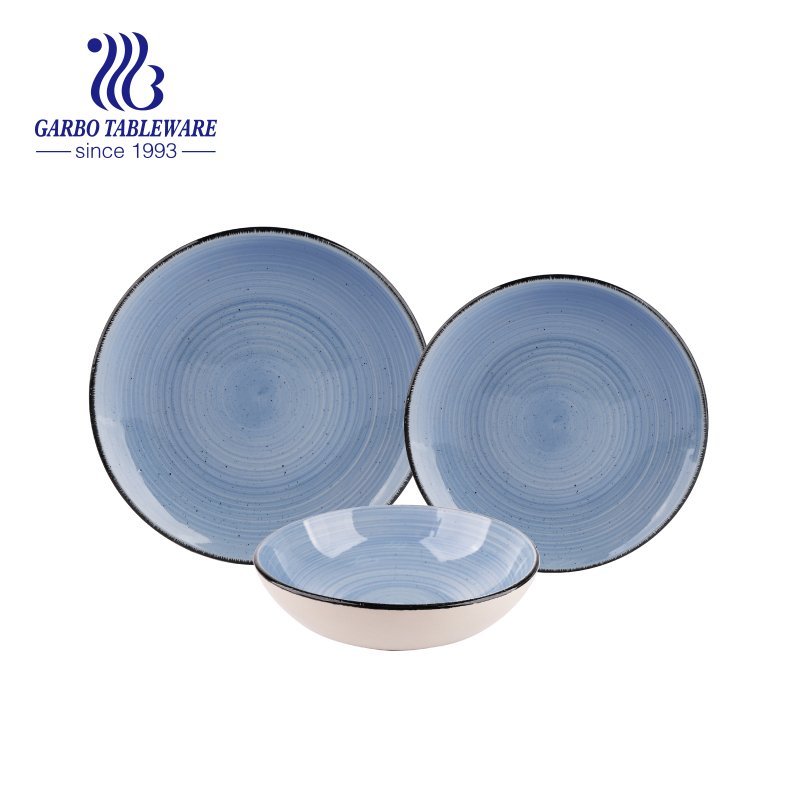 16pcs light green color hand painting earthware dinner set