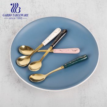 410SS 13/0 ceramic golden plating stainless steel spoon with ceramic holder and shelf