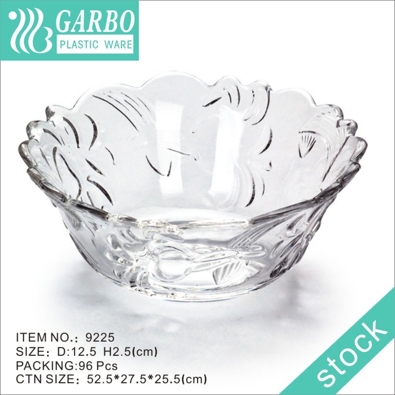 Machine-made transparent unbreakable irregular shape plastic fruit salad bowl with customized design