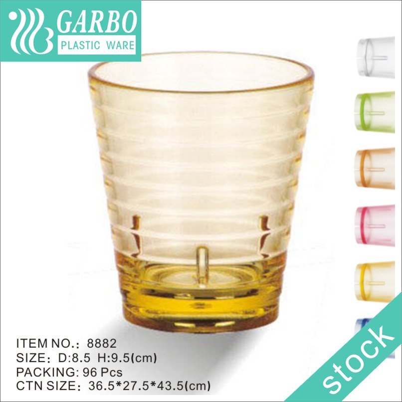 12oz transparent polycarbonate juice cup with grid design for home use