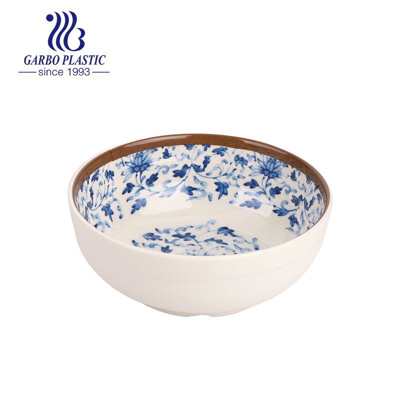 Machine-made Chinese traditional decal light plastic bowl melamine rice ramen bowl with rim