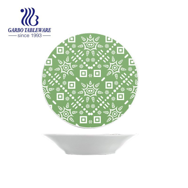 China factory direct supply 8inch ceramic soup plate with decal