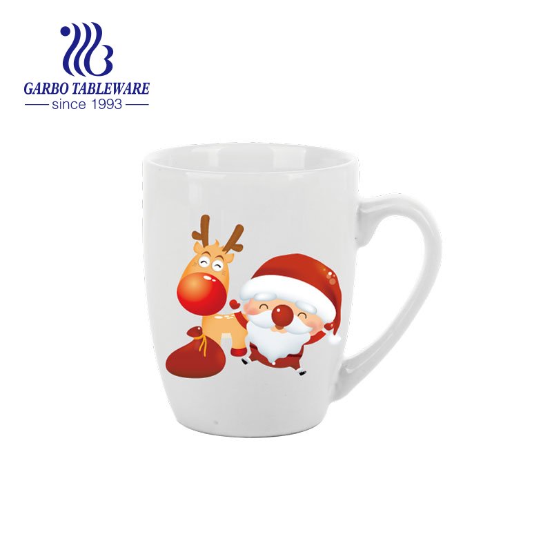 400ml cheap price Christmas design high ceramic coffee mug stoneware